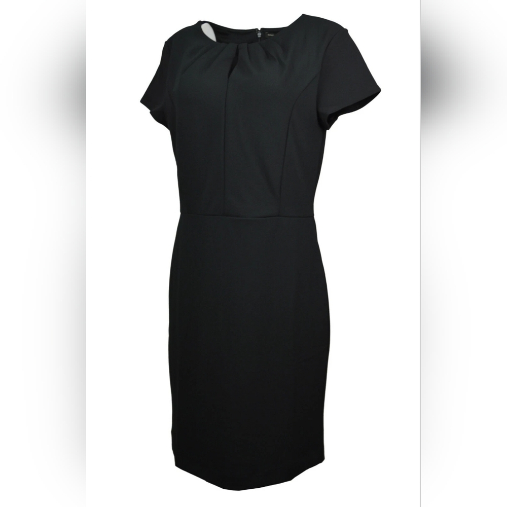 Banana Republic Black Pleated Keyhole Neck Short Sleeve Dress Size 6P